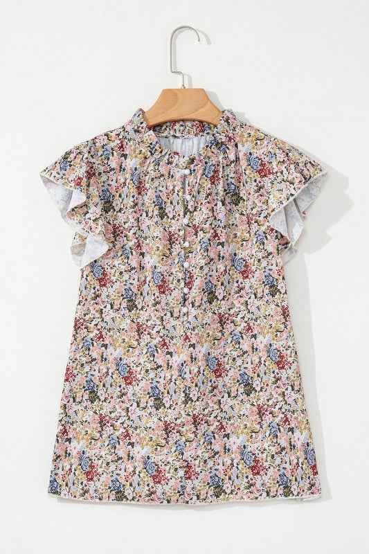 Red Boho Floral Frilled Button Neck Ruffle Blouse 24121396_c9c88573-1ad0-4818-890e-5426f509bba3