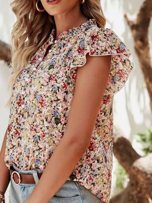 Red Boho Floral Frilled Button Neck Ruffle Blouse 24121396_ffbf753e-e48d-4854-a841-b4c4805749db