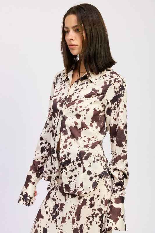 COW PRINTED SATIN SHIRT TOP 24143904_30d35c26-0a39-45de-b692-7beb892b1d1d