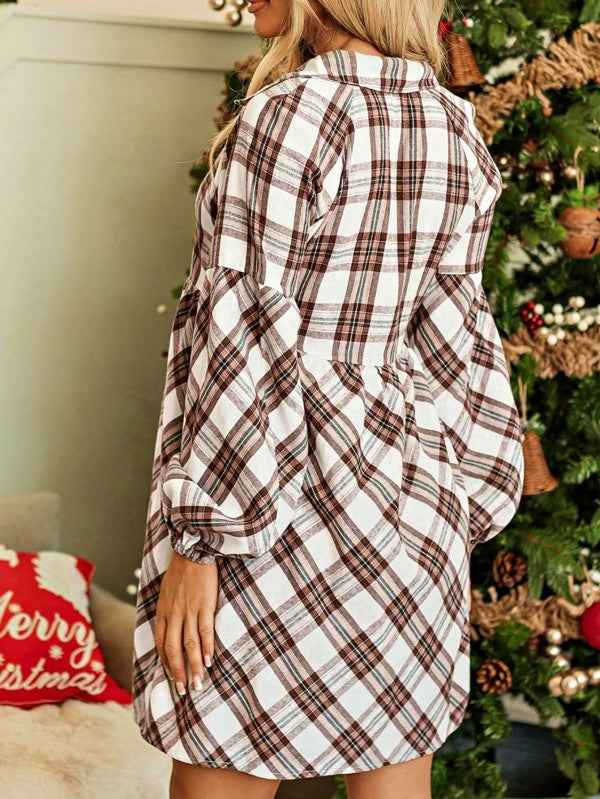 Boho Plaid Cotton Mix Button Down Dress 24175734_7586d254-e745-413c-804e-3c090bf946db