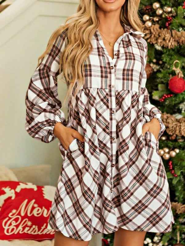 Boho Plaid Cotton Mix Button Down Dress 24175734_e6cdc3ad-0786-430a-a0d0-9018458ec895