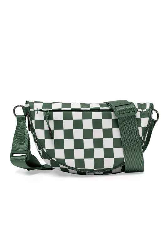 Olivia Nylon Checkered Foldover Crossbody 24279550_bf0c8805-2b99-4cea-ad5f-4c896b03eec1