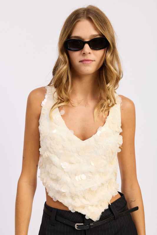 SLEEVELESS SEQUIN TOP IVORY SEQUINS 24310981_89797f4b-289b-4fbf-bfb0-ddc8cead7078