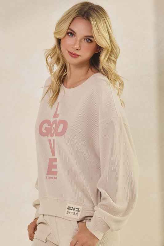 Women's God Is Love Corduroy Graphic Sweatshirt 24350778_fcef497f-6af0-4635-88fc-8e9758753504