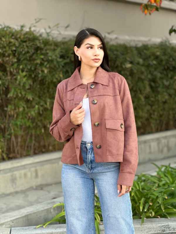 Suede Button Up Solid with Pockets Cropped Jacket 24563196_dbea8a2c-3985-4028-8cbe-b68f6fd09bff