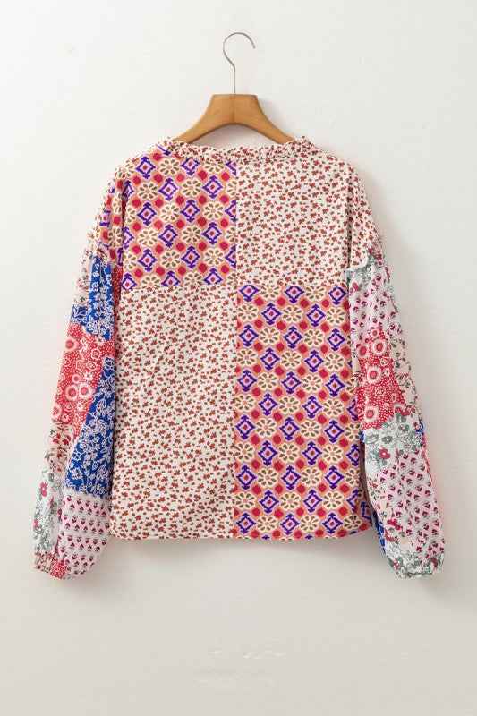 Floral Printed Long Sleeve Tied V Neck Blouse 24705116_f855f293-03a2-46f7-86d5-d48248d8daaf