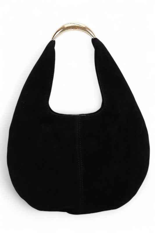 Faux Suede Structured Hobo Bag