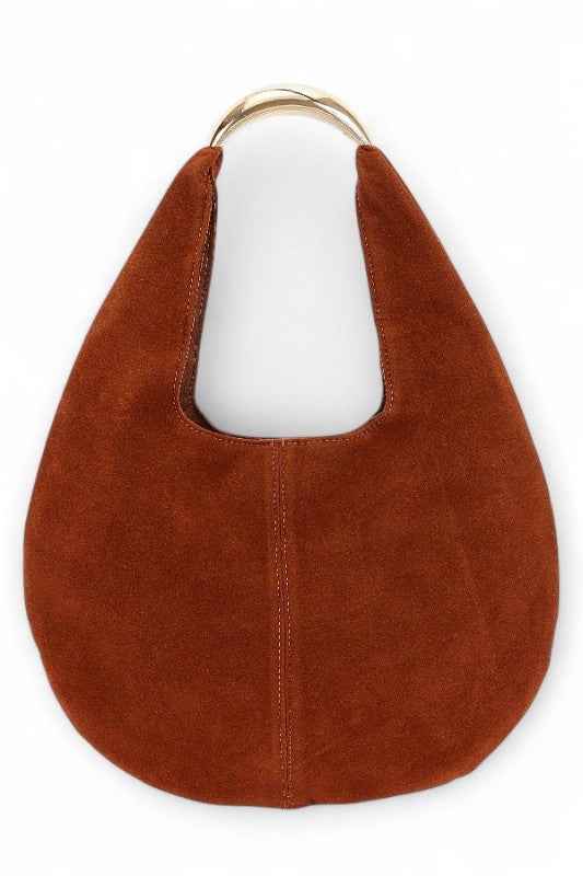 Faux Suede Structured Hobo Bag
