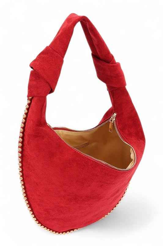 Faux Suede Metal Beads Accent Slouchy Hobo 24780295_5bb37cfa-b506-4220-af5e-efabd82ab631