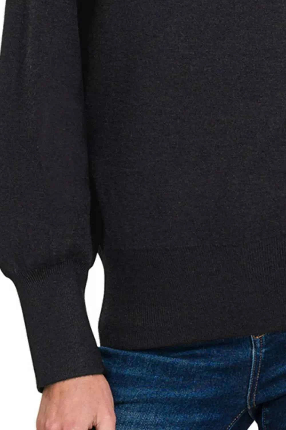 Zenana Viscose Mock Neck Exposed Seam Sweater 2614d092-e2e0-4430-9f1b-04163c48907c-Max-Origin