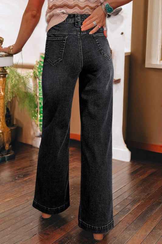 Denim Patch Pocket Wide Leg Jeans 261ad615-16c9-4f66-bb09-91058d836b4b