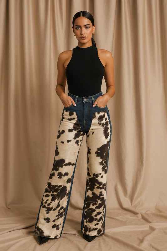 Cow Hide Wide Leg Jean 2688099a-1aca-4d07-8079-e75381c6b63a