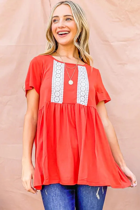 And The Why Lace Detail Short Sleeve Casual Top CORAL 26d32ebbfa5f46aaa8976b46ee4f9c78-Max-Origin