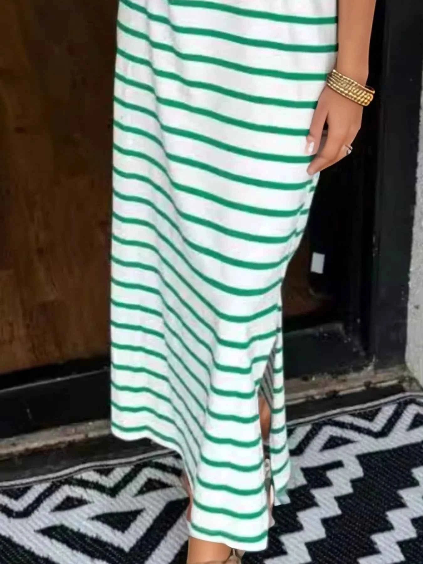 Plus Size Striped Maxi Dress with Side Slit - Full Size T-Shirt Style 26e449a5-e09f-4ba9-988a-952f6ea1f401-Max-Origin