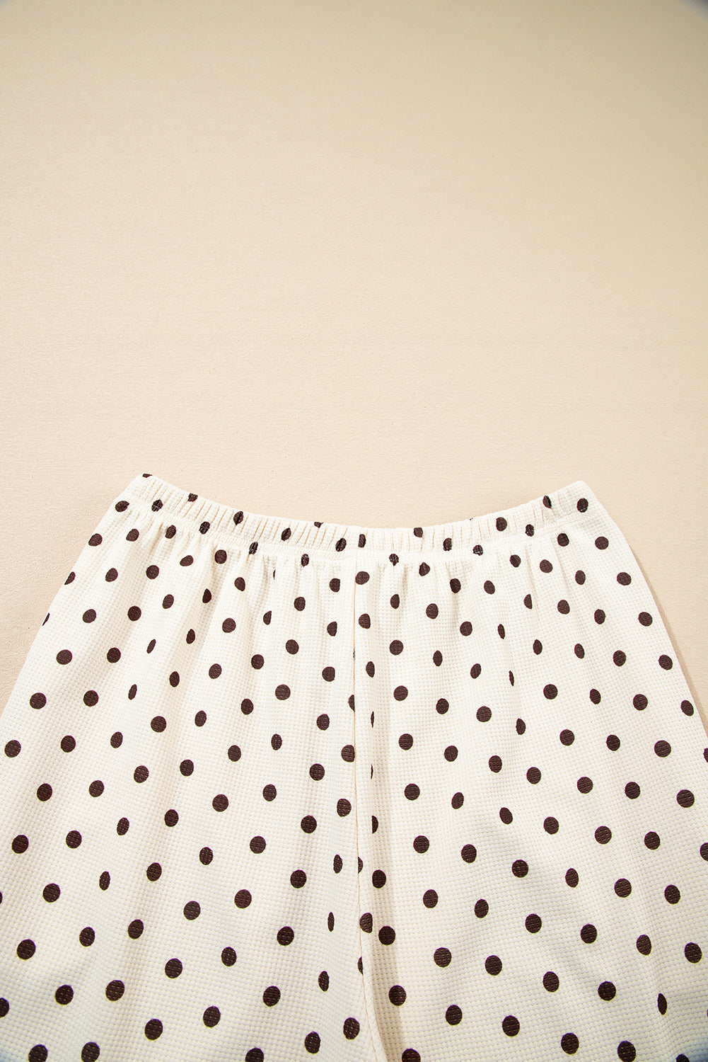 White Polka Dot Print Pullover Drawstring Jogger Pants Pajama Set 2711c09878fcef3c