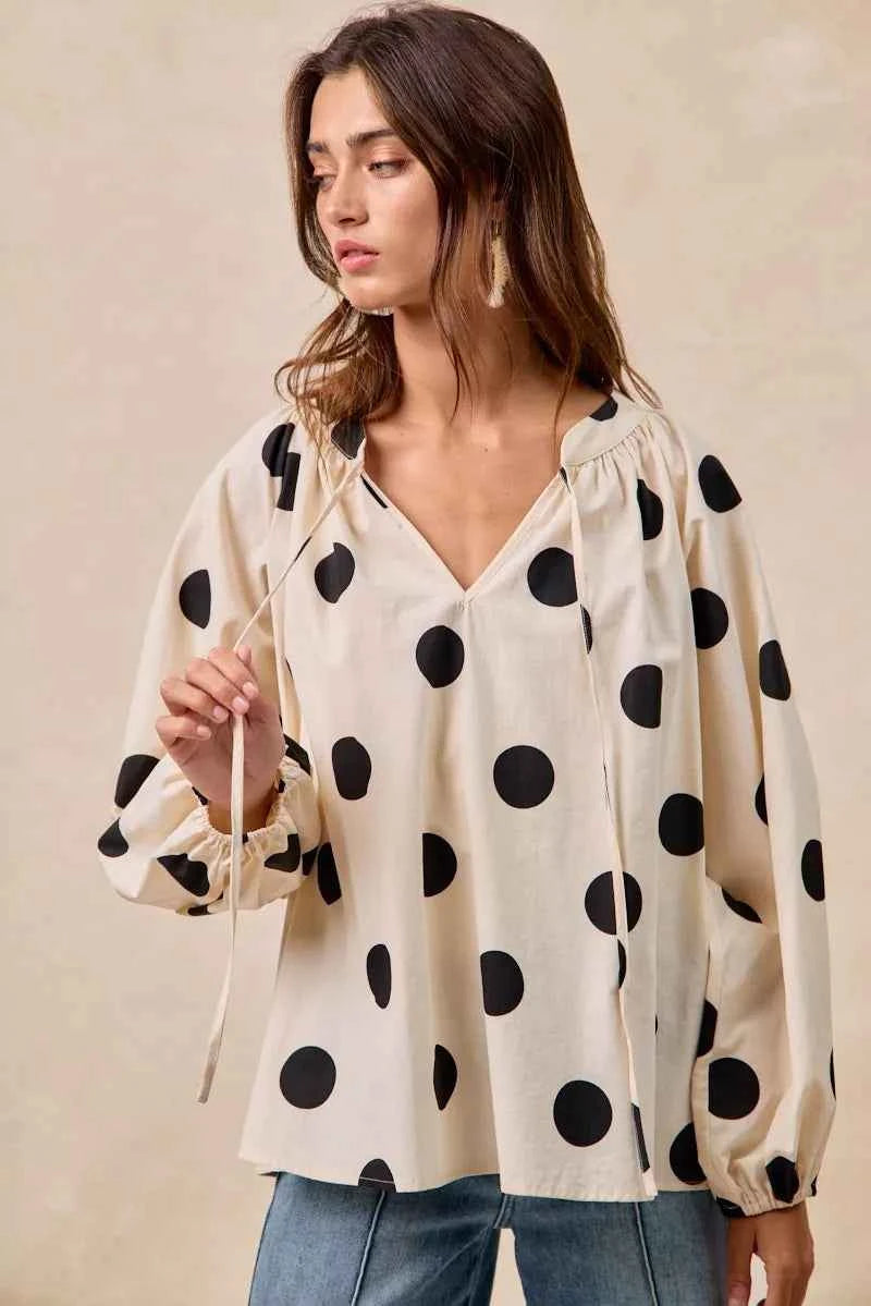 BiBi Polka Dot Exaggerated Balloon Sleeves Blouse 27a0d68cae294814a524455649249cc1-Max-Origin