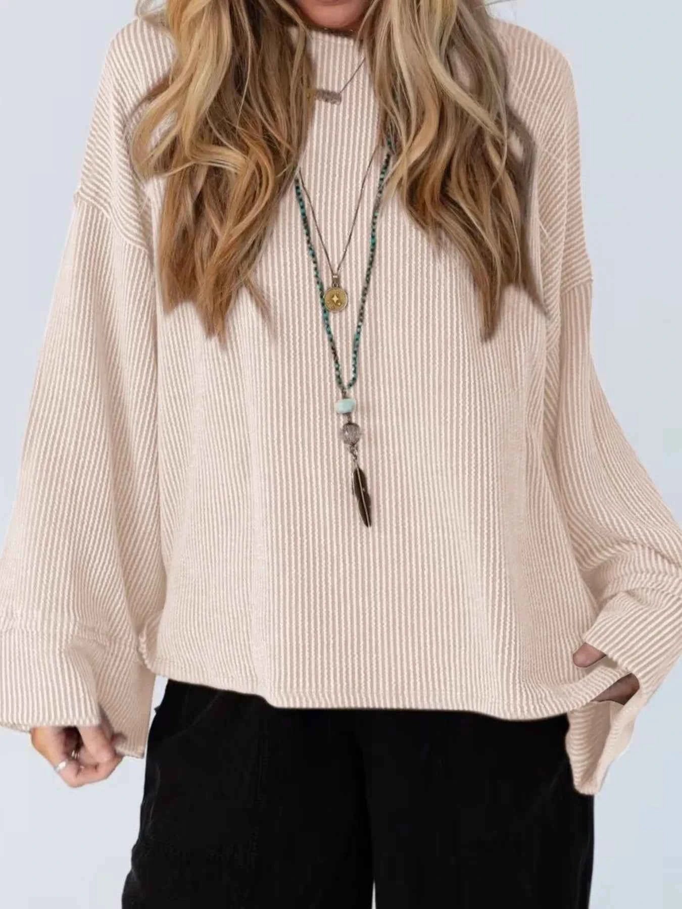 Cutout Back Long Sleeve T-Shirt Apricot