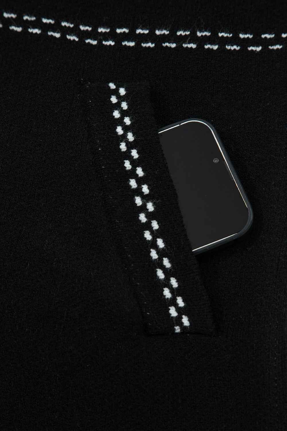 Black Bomber Contrast Trim Snap Button Long Sleeve Cardigan 287868c3d483cadf