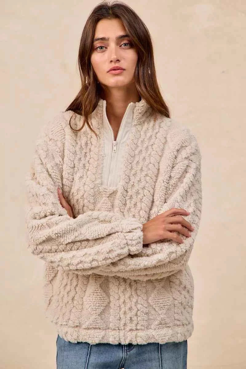 BiBi Patterned Soft Fleece Half Zip Up Top 28b751a9-0d1d-4ed8-a71c-00d5fb0e1684-Max-Origin