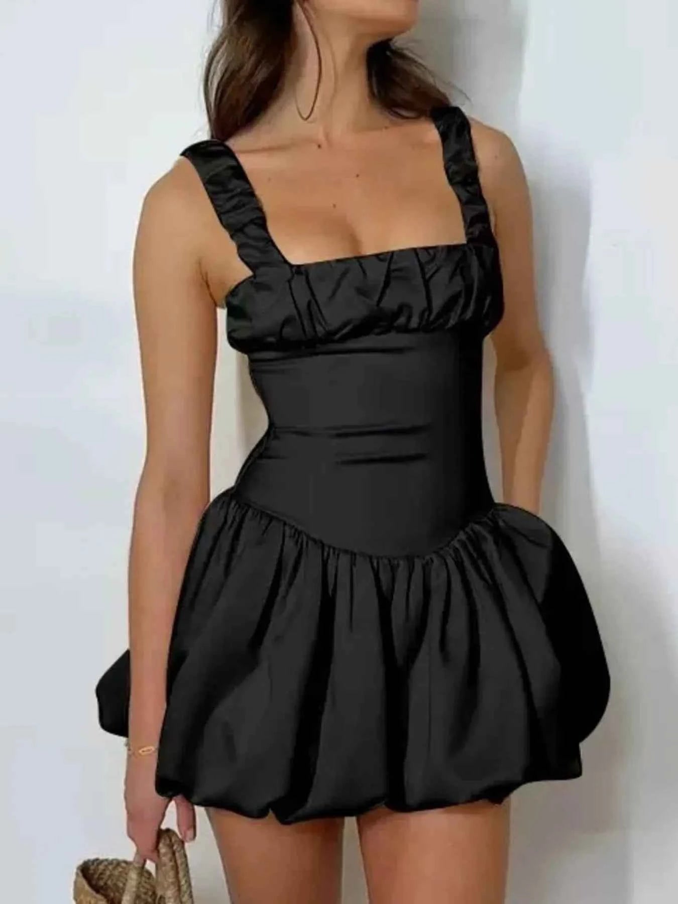 Bubble Hem Mini Dress Black 293e3452-e7f4-410a-a57e-b3098eb8ea40-Max-Origin