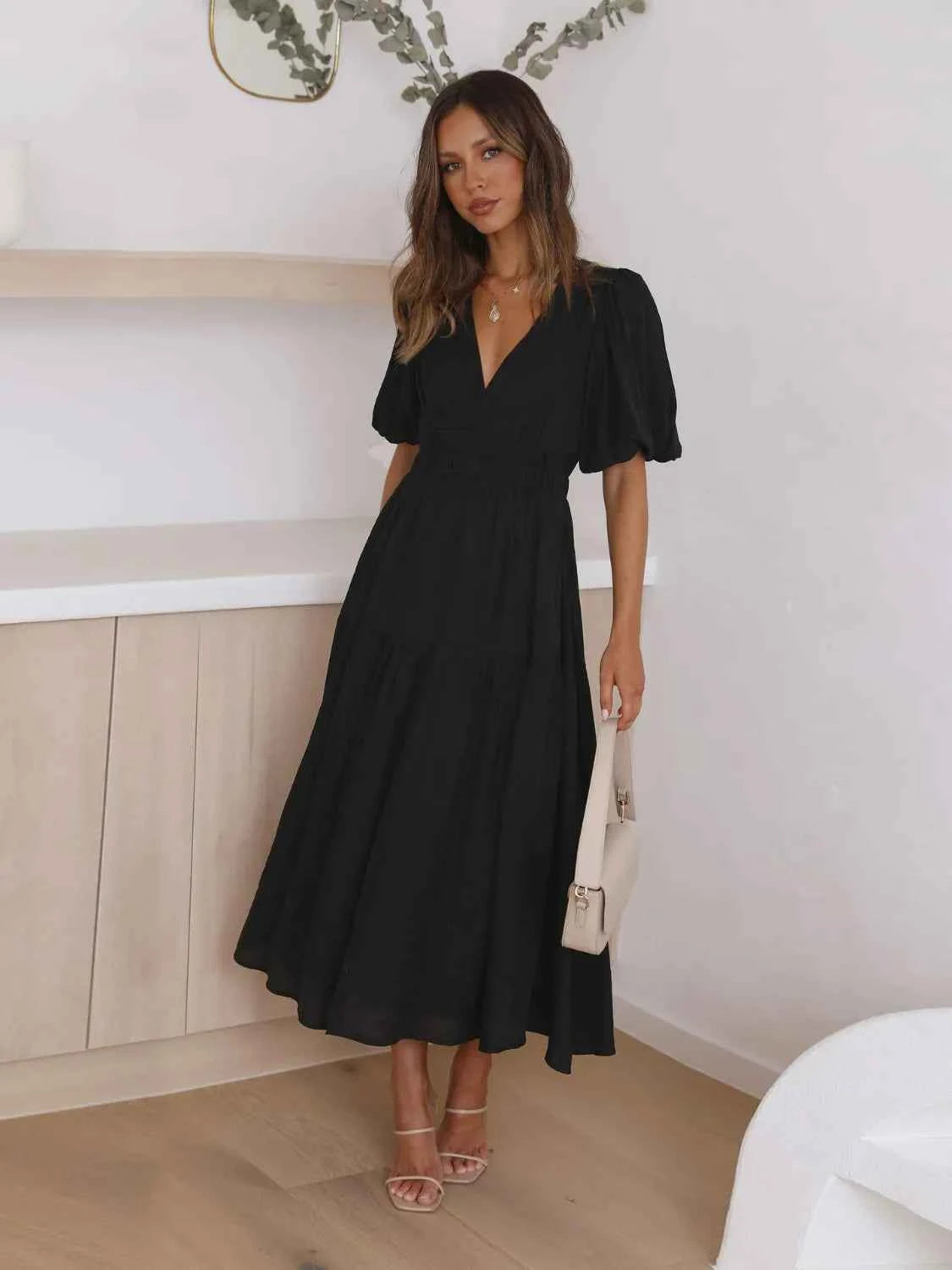 Tiered Surplice Half Sleeve Midi Dress 2a1c6d5c-a472-4313-a3a9-a56109f23832-Max-Origin
