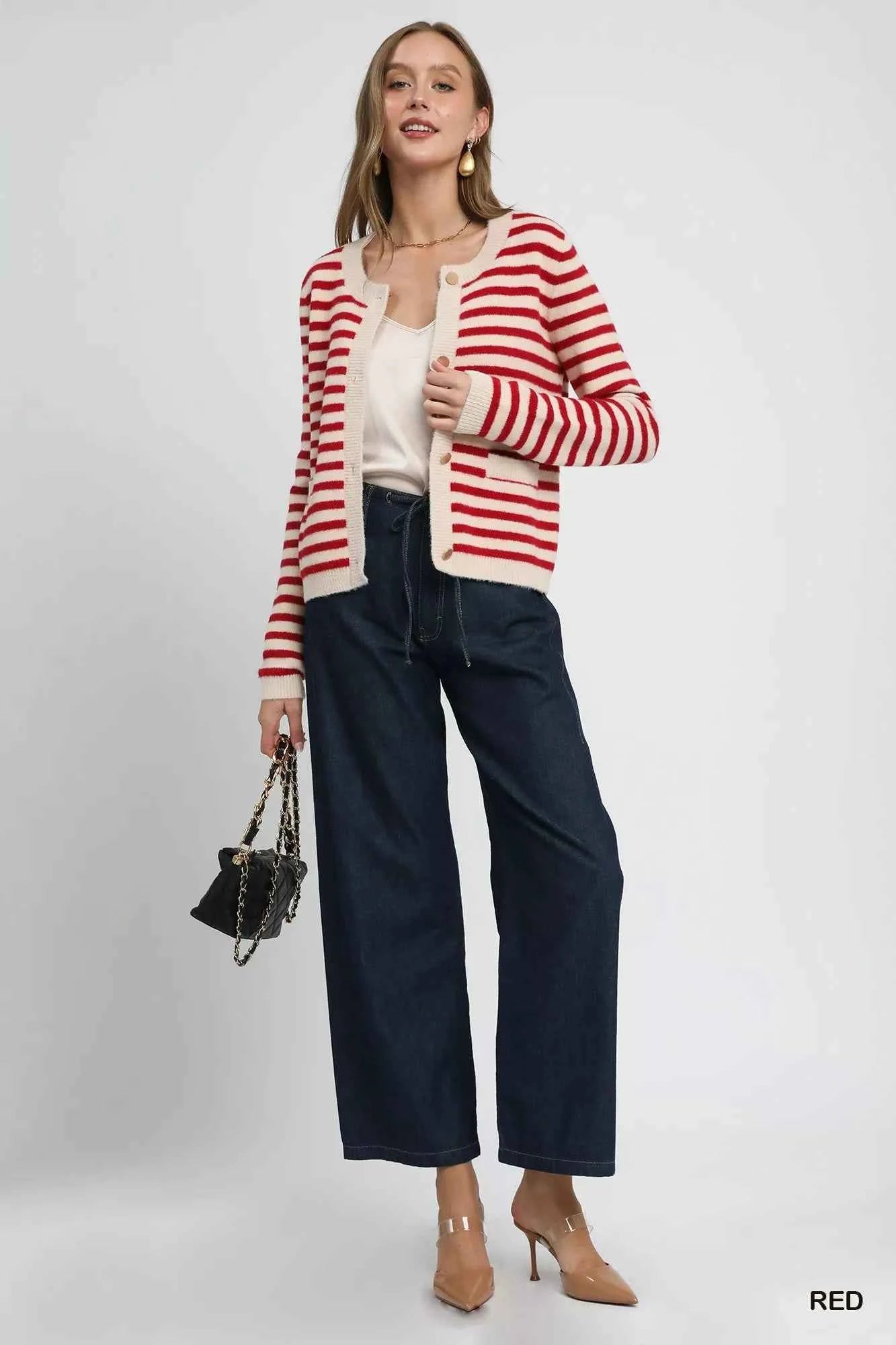 Umgee Striped Knit Button-Up Cardigan 2a937ebf-03a9-4324-ae9f-7500d4c7eba8-Max-Origin