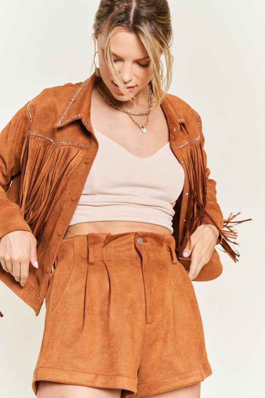 Suede studded fringe jacket JJO5009 2b49bb97-be05-4a28-9b81-1dea6fb331f7