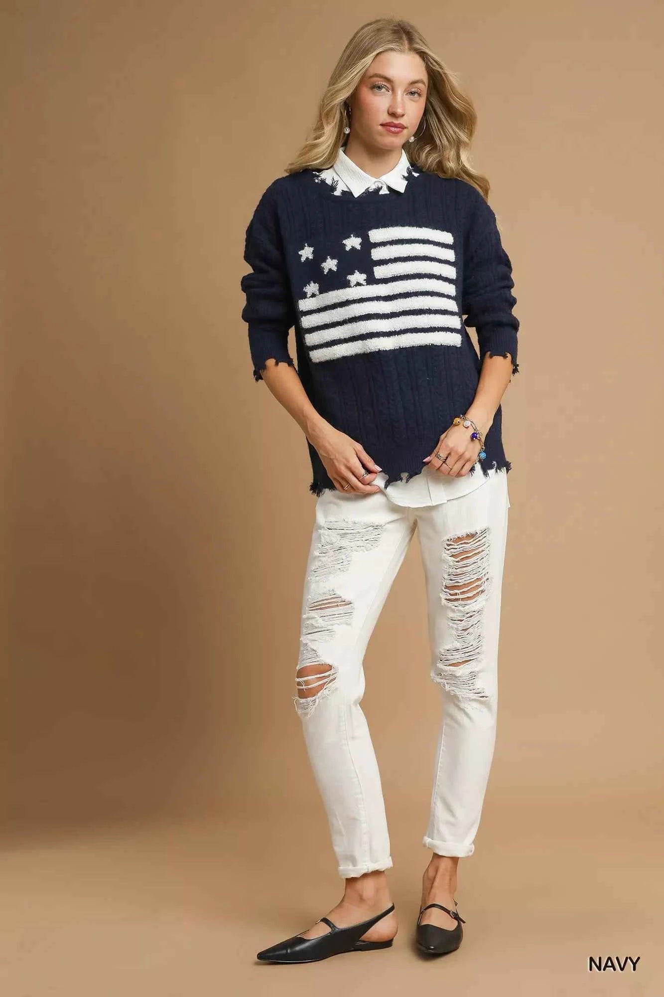 Umgee Distressed American Flag Sweater 2c5b627d-3c9e-44a1-9b7e-4131f0106c0d-Max-Origin