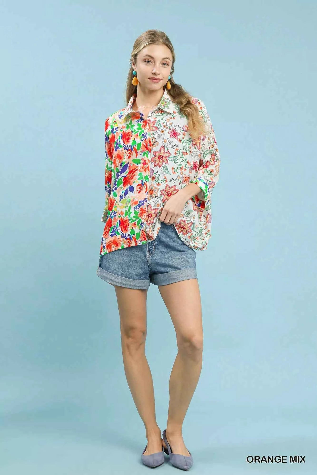 Umgee Mixed Floral Oversized Button Down Shirt 2c63805e-7adc-40c3-80b6-2c9595c6bc5c-Max-Origin