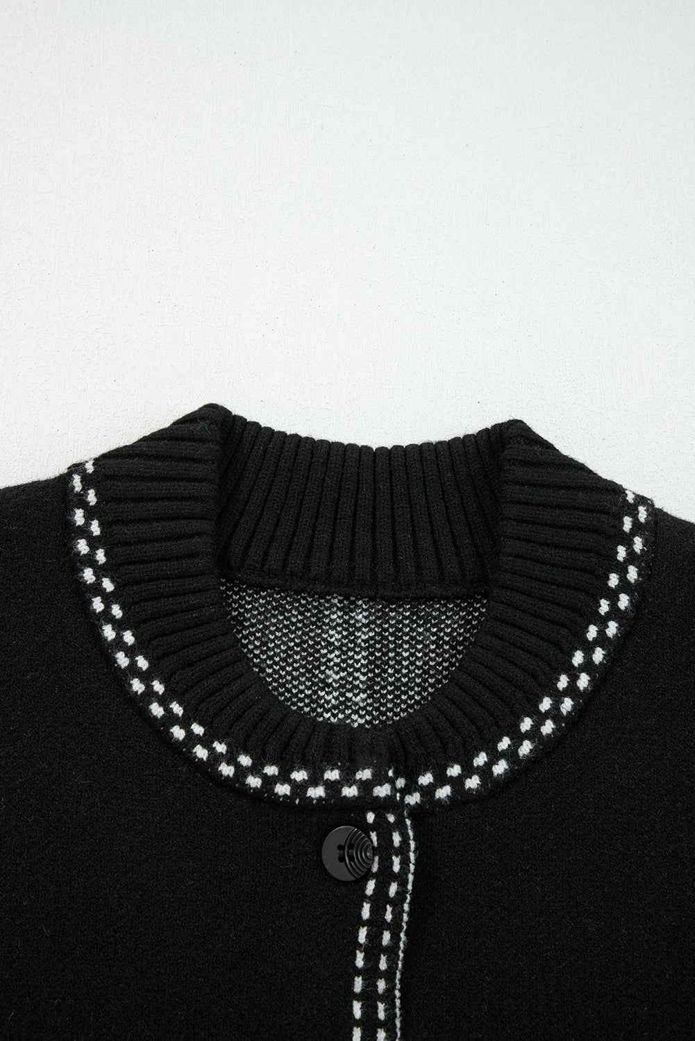 Black Bomber Contrast Trim Snap Button Long Sleeve Cardigan 2c94b26ab13230d4
