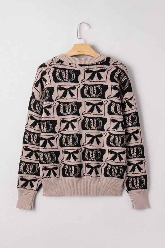 Western Bows & Horseshoes Long Sleeve Sweater 2cb25089-ee58-4969-b6aa-40df9fb8108e