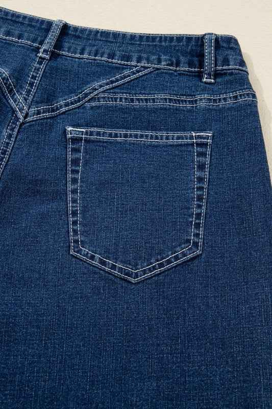 Denim Stitch High-Waist Cuff Jeans 2ceaf134-e403-4cdf-bbc4-278153ed8c11