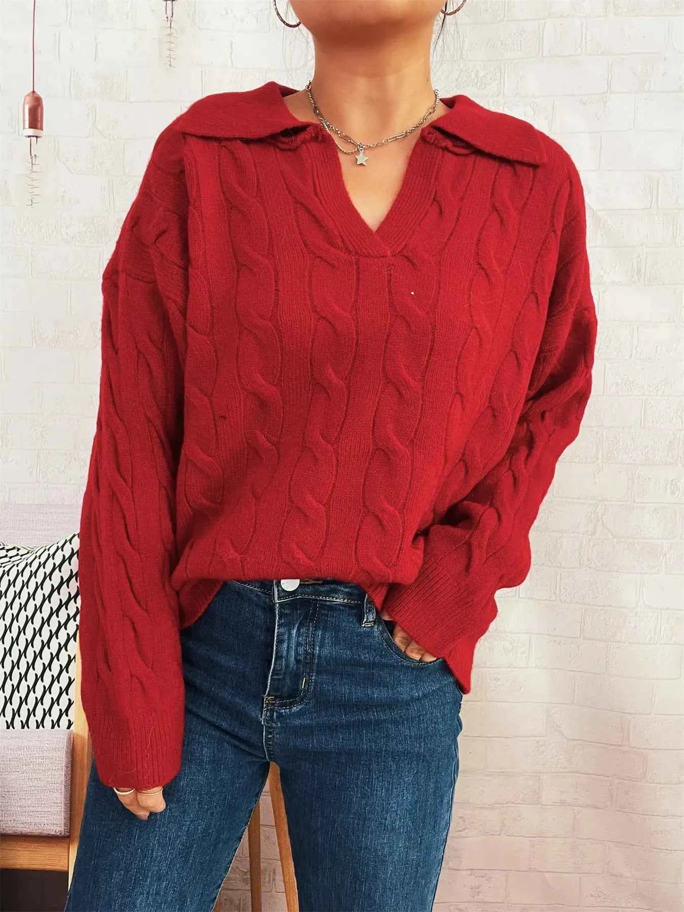 Cable Knit Johnny Collar Sweater 2cfb624198b44041b642fff507aa751d-Max-Origin