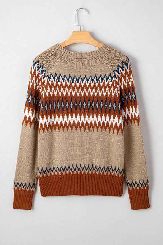 Western Aztec Geometric Colorblock Crewneck Sweate 2dc9a81e-d76f-4108-b4d6-25b0a7327770