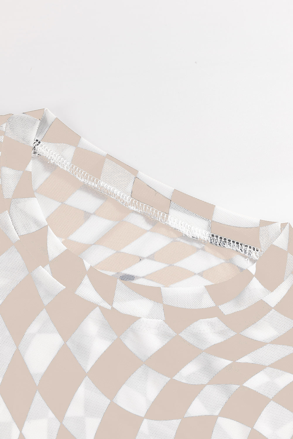 Black Checkered Pattern Mesh Long Sleeve Top 2e070a6add700a70