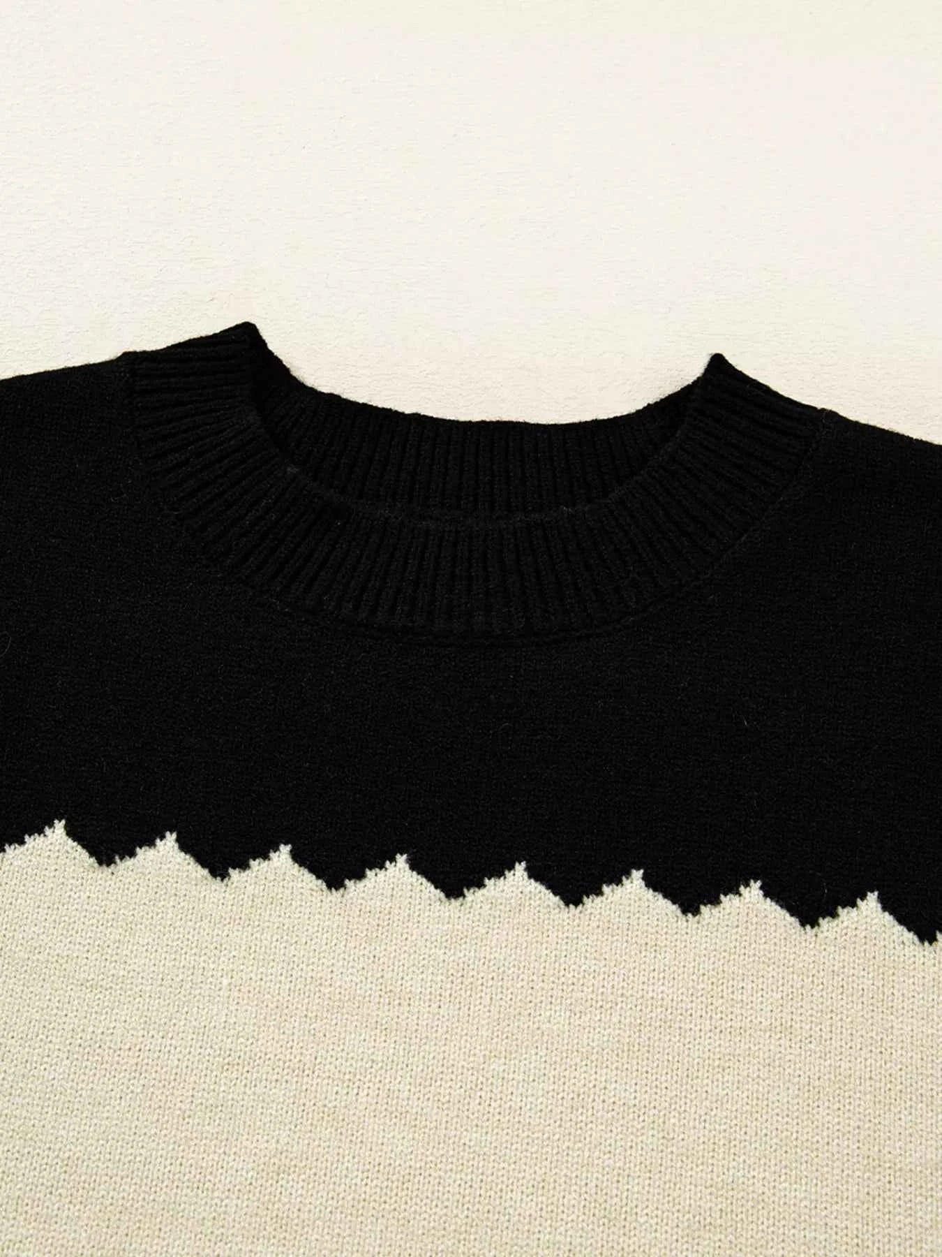 Color Block Crew Neck Drop Shoulder Sweater 2efb2fd561524a57bc434ec1701c31d3-Max-Origin