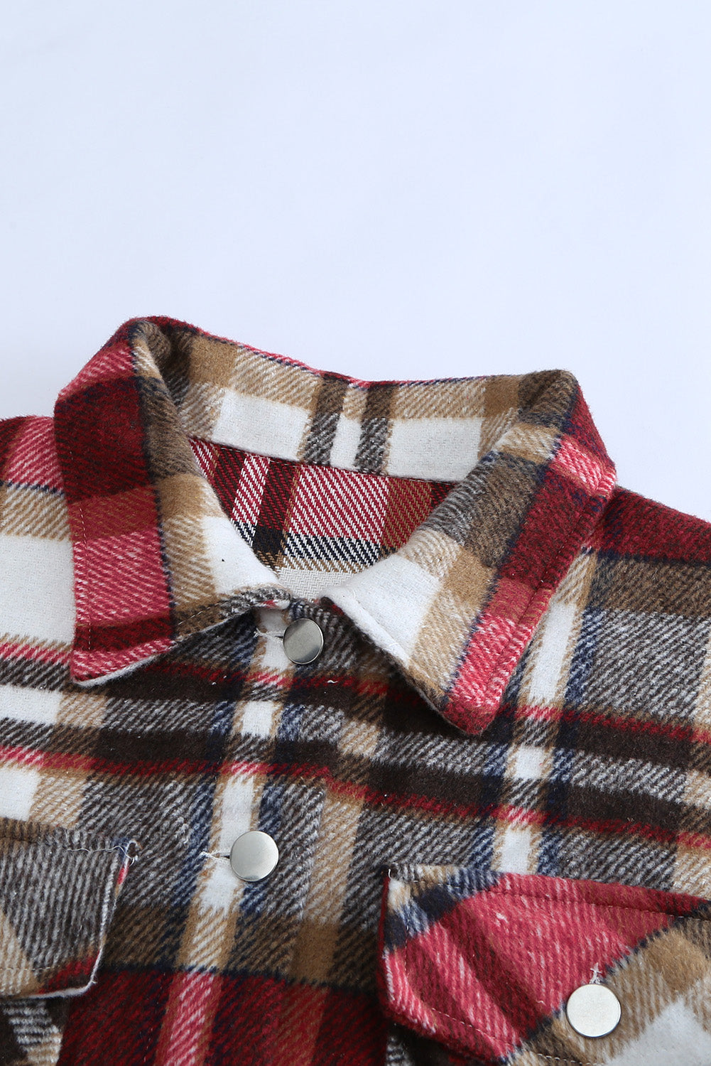 Red Plaid Button Front Pocket Shirt Shacket 2f907ce42d6916c9