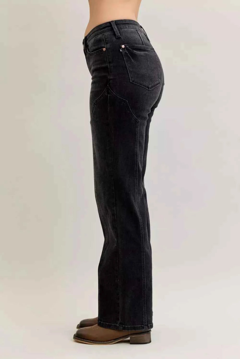 Judy Blue Mid Rise Straight Western Seam Detail Jeans 2fde5d9374c2494a8b7af4b5781224d3-Max-Origin