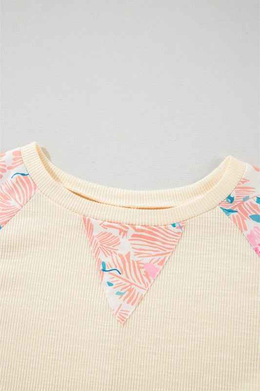 Floral Patchwork Balloon Sleeve Textured Blouse 2ff89757-3c4c-457e-9d54-0008af8c8a1d