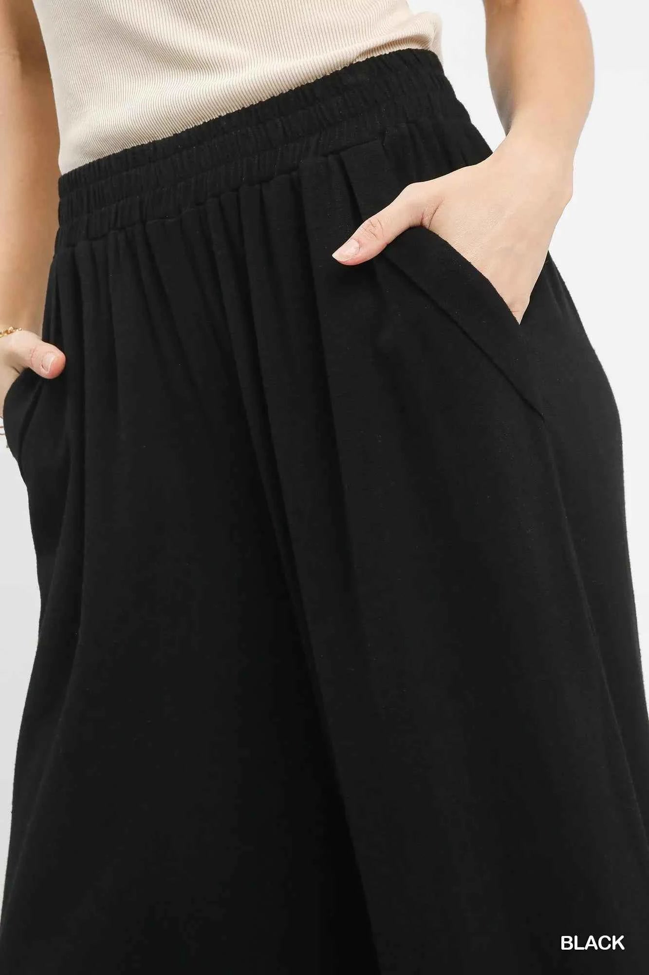 Umgee Linen Blend Scallop Hem Wide Leg Pants 30071b4c-78ad-4140-8865-c71e4da107e2-Max-Origin