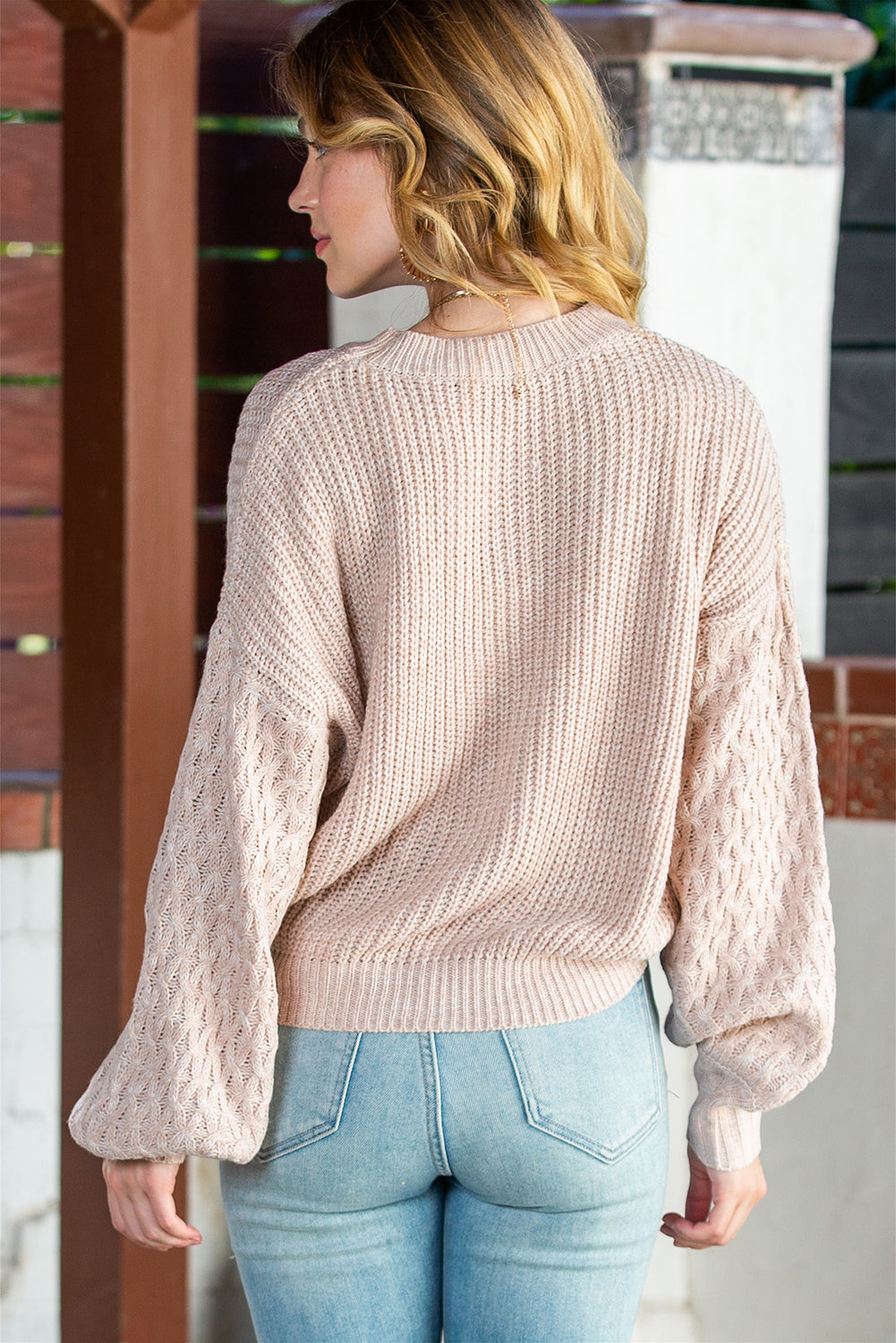 Parchment Chunky Knit Sleeve Drop Shoulder Sweater 301bc3d90b3c183d