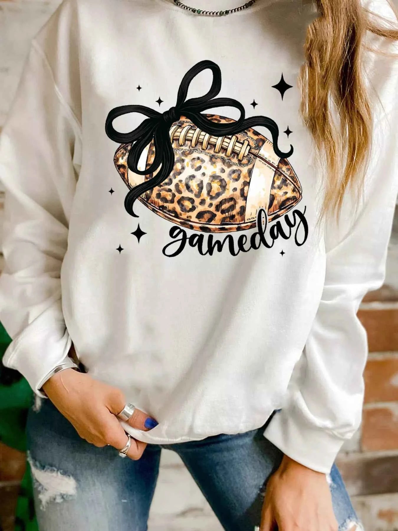 Game Day Leopard Rugby Graphic Customized Crew Neck Sweatshirt 306d3623ec61490aa11751335e67fb1e-Max-Origin