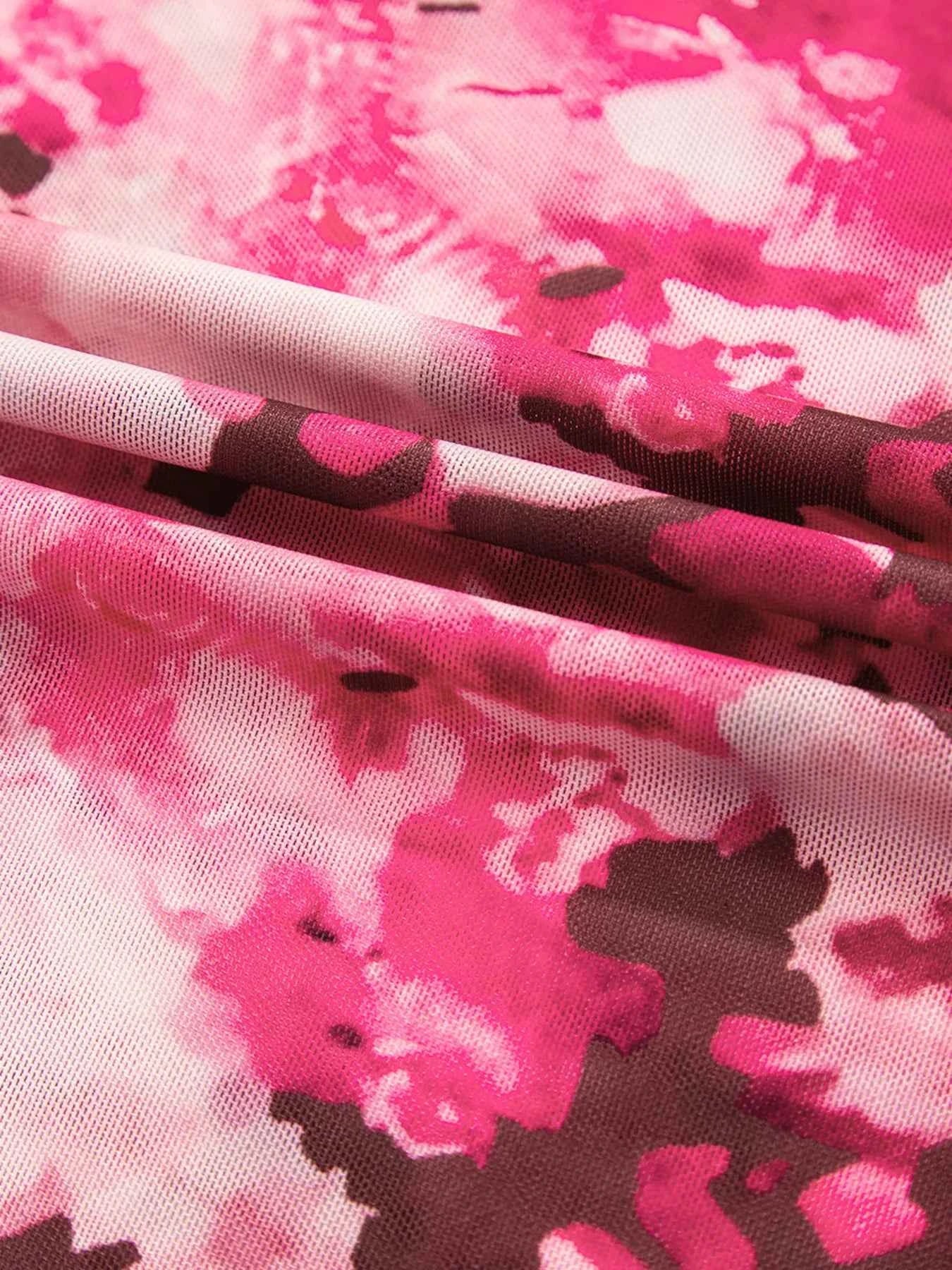 Floral Mesh Flounce Sleeve Mock Neck Blouse 30d3ec1046e64d00913054681827d7a6-Max-Origin