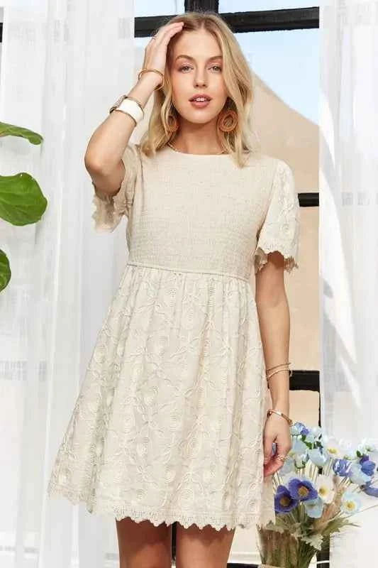 ADORA Rround Neck Crinkle Babydoll Dress 319b0687bbee44bcbad2289100845663-Max-Origin