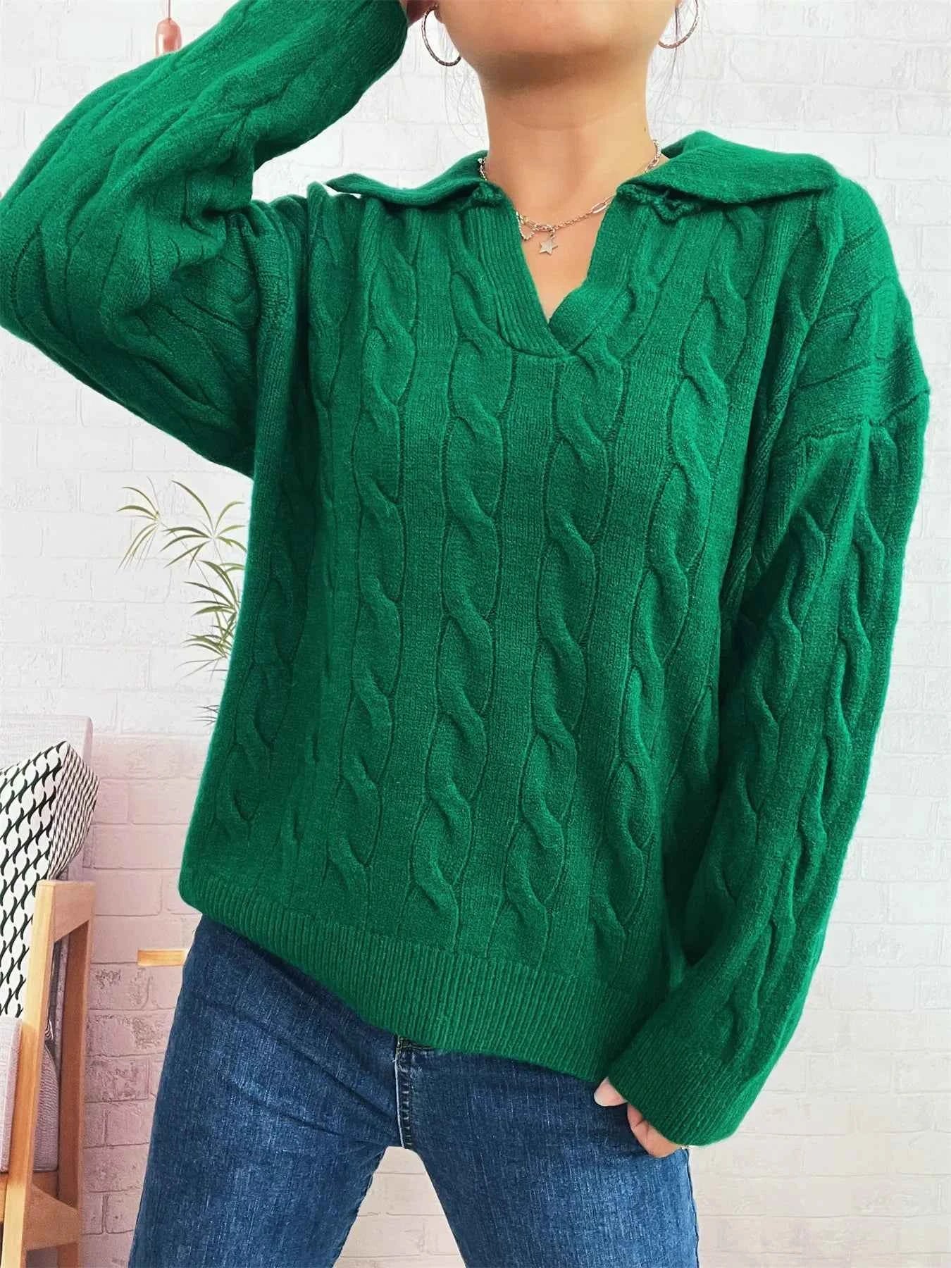 Cable Knit Johnny Collar Sweater 31a201215ef746e88898166b8ec65322-Max-Origin