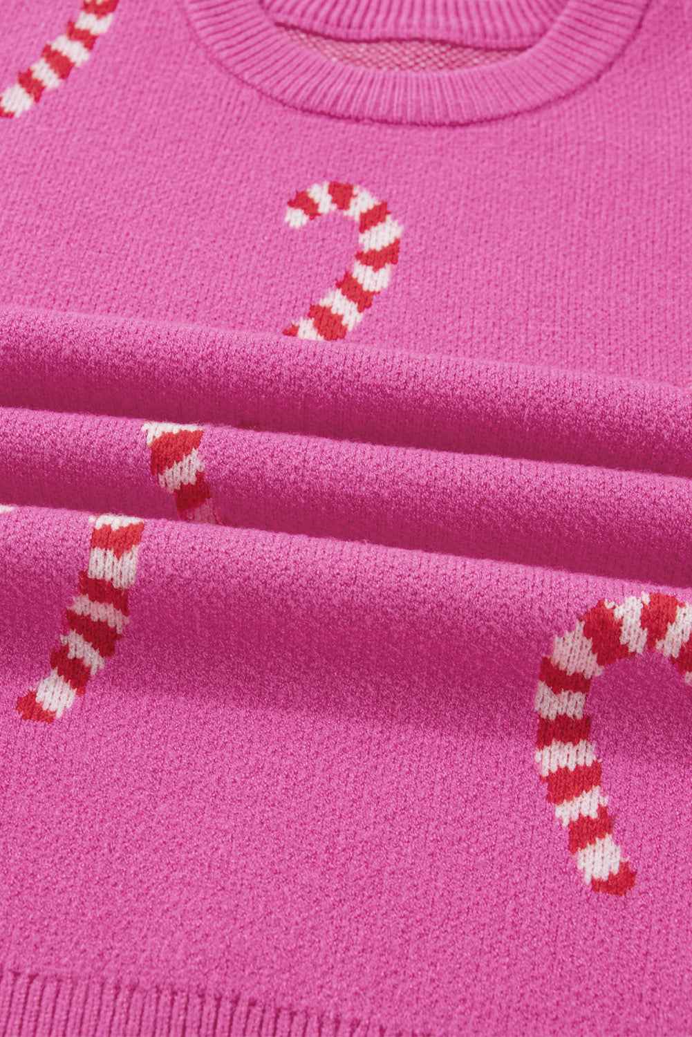 Sachet Pink Christmas Candy Cane Drop Shoulder Sweater 31e3012ad67ba6ce