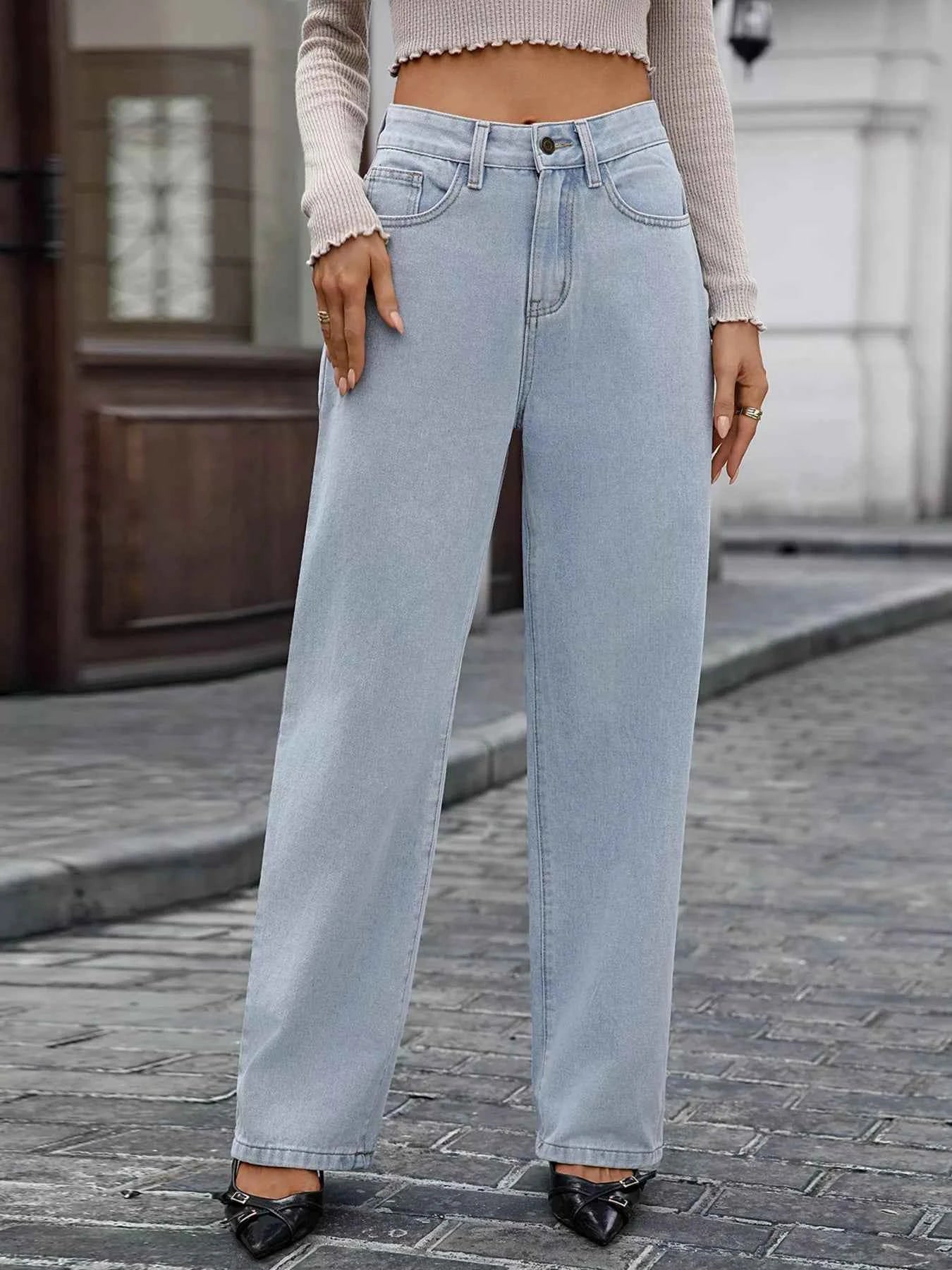 High Waisted Wide Leg Jeans Light Blue 34211c4df9c644419128499260358a69-Max-Origin