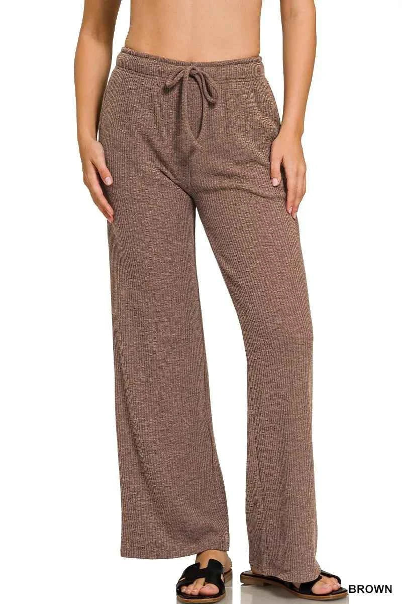 Zenana Ribbed Drawstring Lounge Pants BROWN 3472818a459d4901a06f496ad1a1fa60-Max-Origin