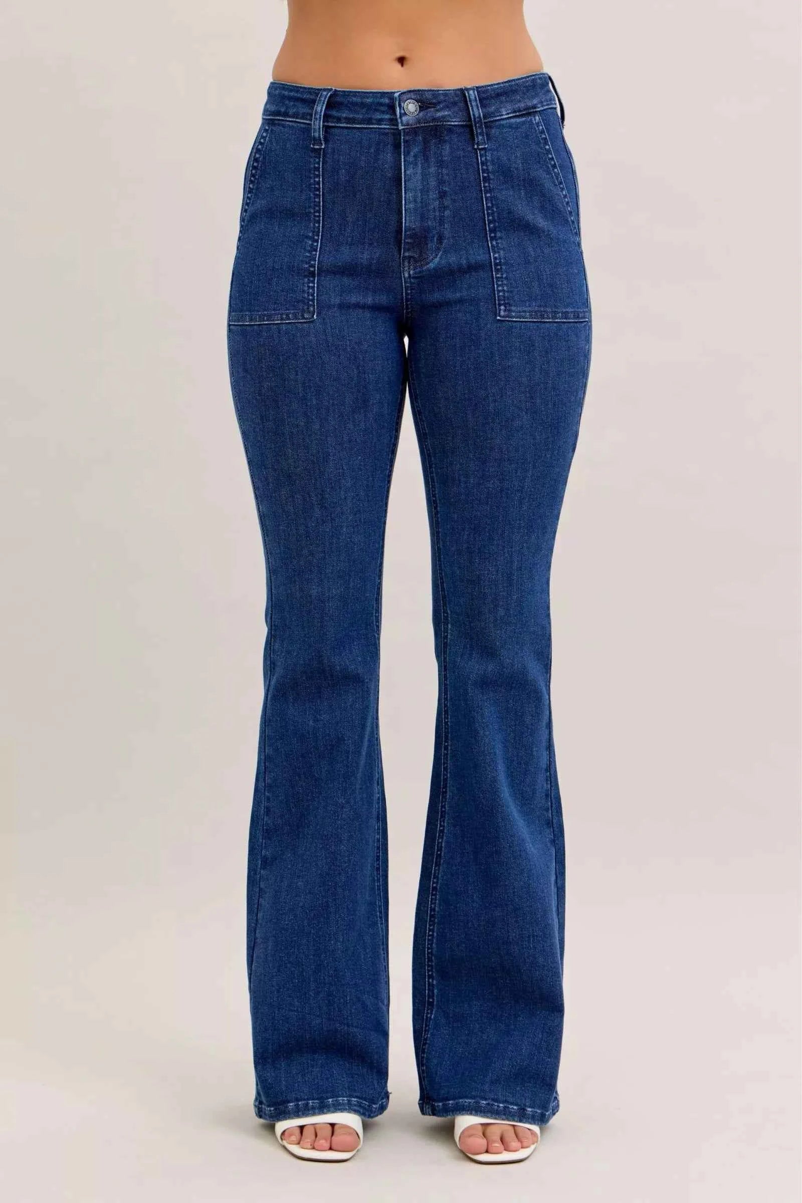 Judy Blue High Waist Flare Jeans with Front Patch Pockets DK 3515c53f-420e-42e1-a37d-f6a919afee46-Max-Origin