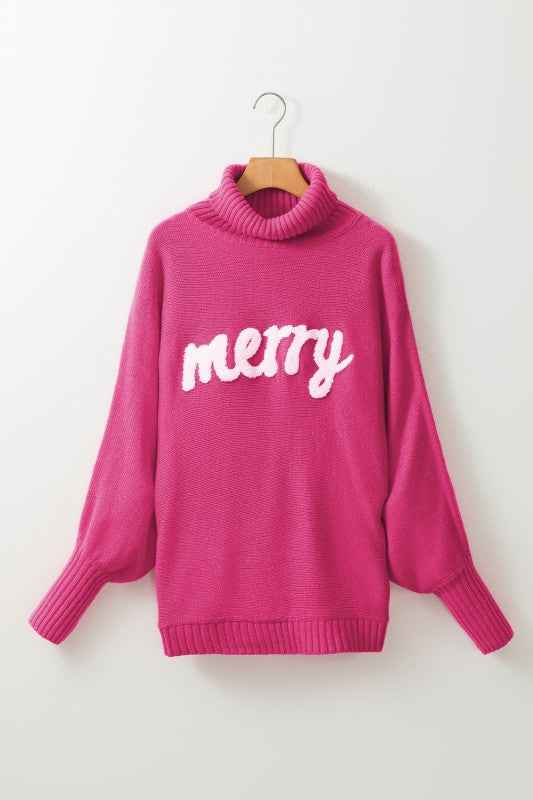 Christmas Merry Embroidered Puff Sleeve Turtleneck 353ee8f7-5317-4da2-b6ab-15a008c47dd3